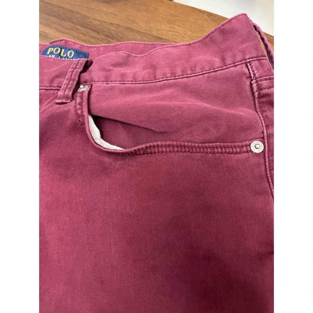 Polo Ralph Lauren 34x30 Burgundy Straight Leg Stretch Twill Pants dress pants